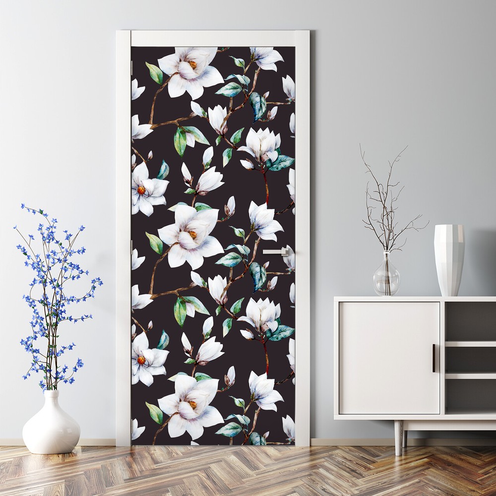 Dark Floral Bubble Free Door sticker mural Self Adhesive Peel & Stick Home Decor