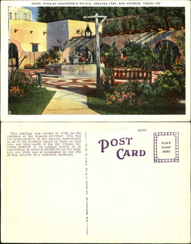 Spanish Governor's Palace patio and courtyard San Antonio Texas TX 1930s