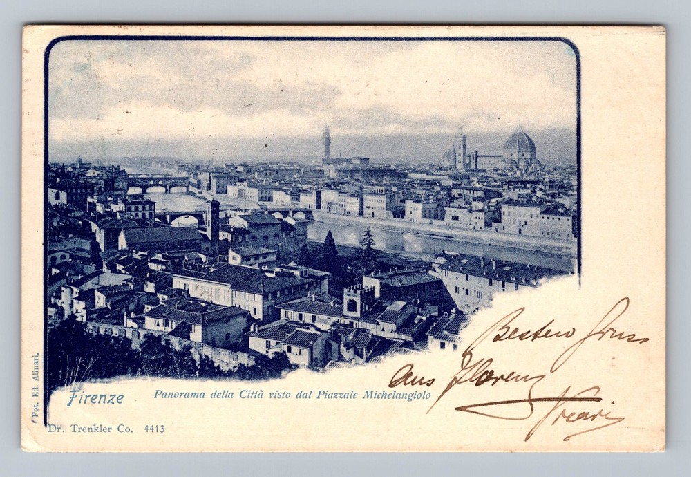 Italy- Florence City View From Piazzale Michelangelo Old Vintage c1925 Postcard