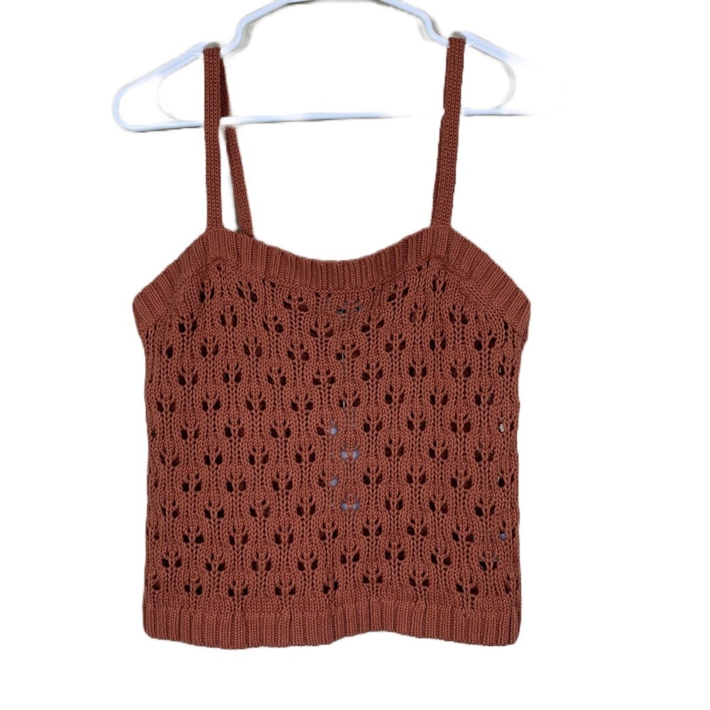 NEW 525 America Cotton Pointelle Tank in Burnt Sienna - Size M
