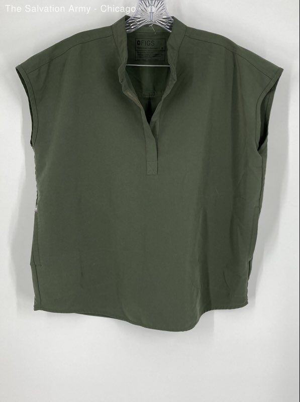 FIGS Womens Green Short Sleeve Casual Scrub Blouse Top Size Medium