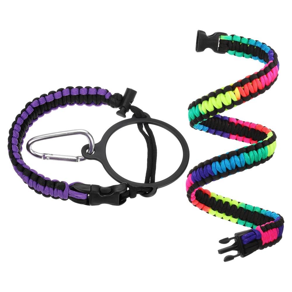 Paracord Handle, Water Bottle Handle Strap, Black/Purple