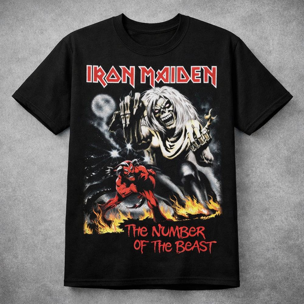 Heavy Metal T-Shirt Black Vintage Band Style Distressed Album Cover Graphic