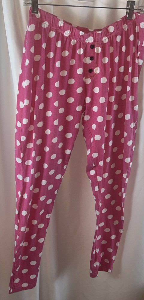 Disney Minnie Mouse Pink Polka Dot Women’s Pajama Pants Suze L Sleepwear Casual