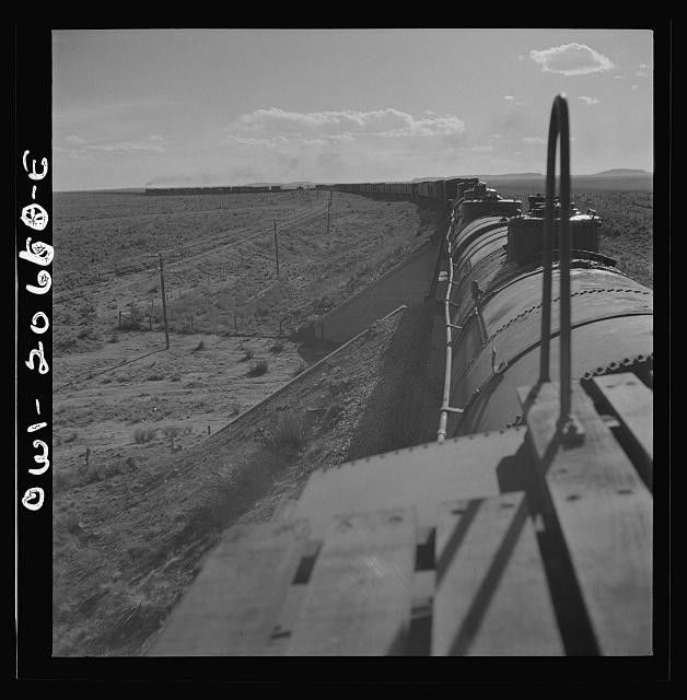 Photo:Yeso New Mexico 1943 Atchison Topeka Santa Fe Railroad Train Curve