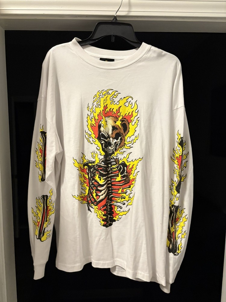 Teddy Fresh Up In Flames Bear Long Sleeve Shirt size M