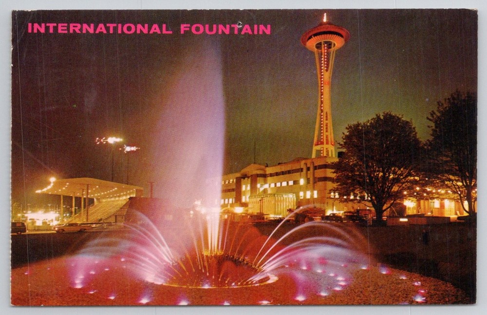 1962 Seattle World's Fair International Fountain Space Needle Postcard