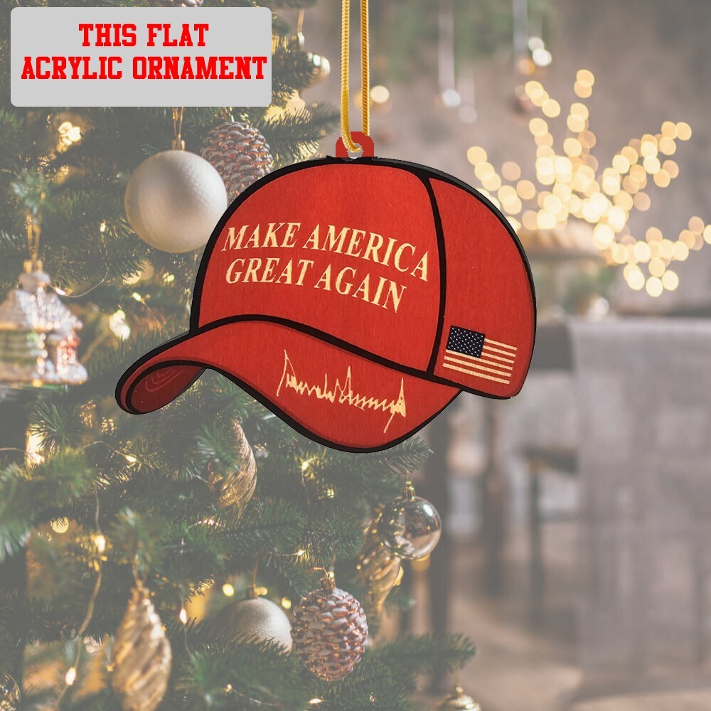 Make America Great Again Acrylic Ornament 2024, Donald Trump Hat Ornament 3.5 in