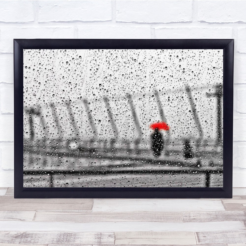Rainy Day Rain Water Window Umbrella Person Japan Red Asia Wet Wall Art Print