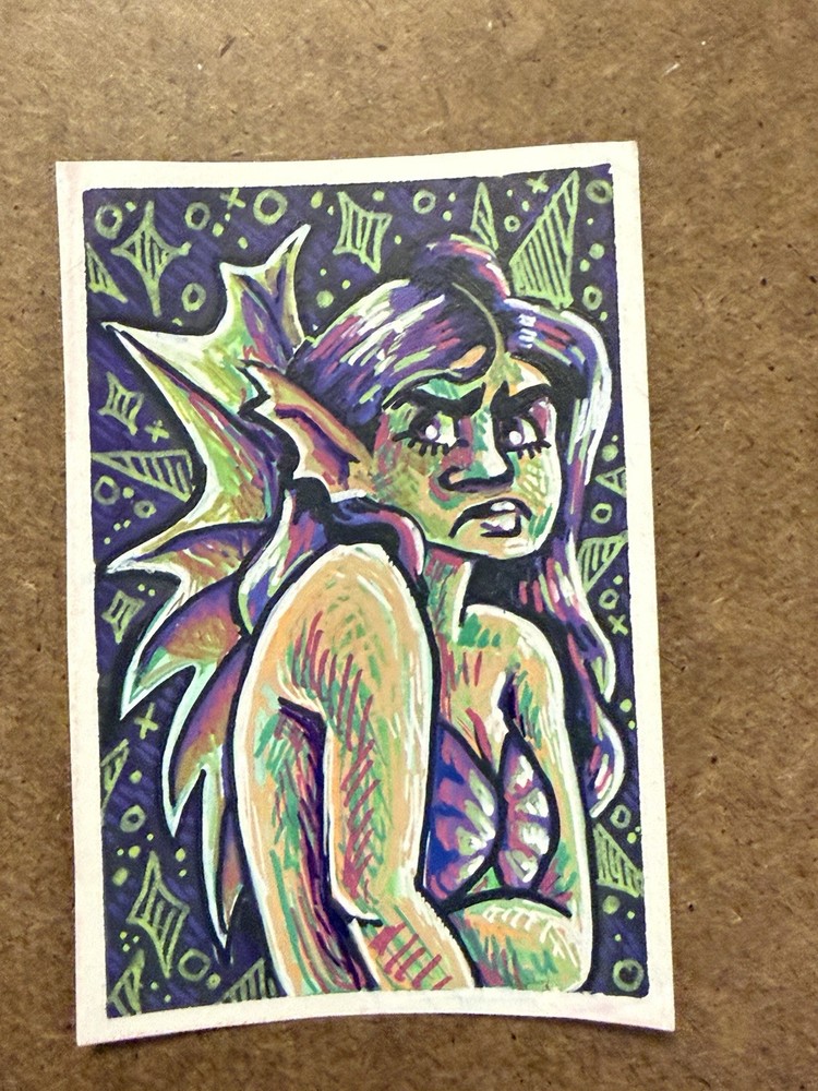 ACEO Original Mermaid Art Portrait  “Toxic Waters” by JackieMcGIllustrations