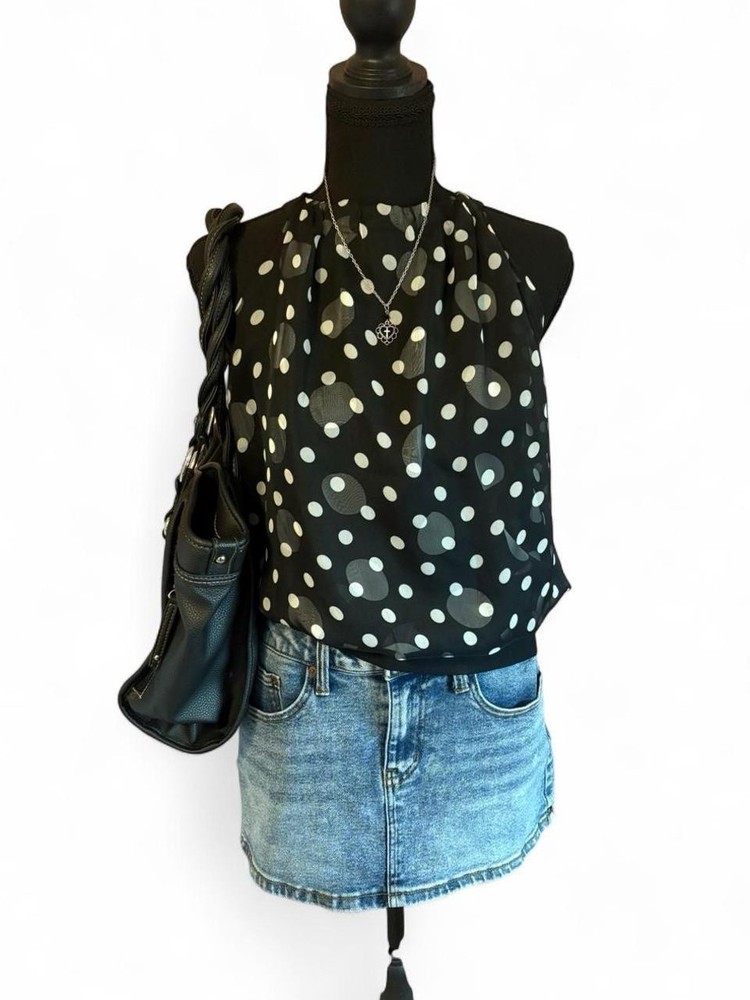 Costello Women’s Polka Dot Halter Sleeveless Top, Size 38 (S/M)