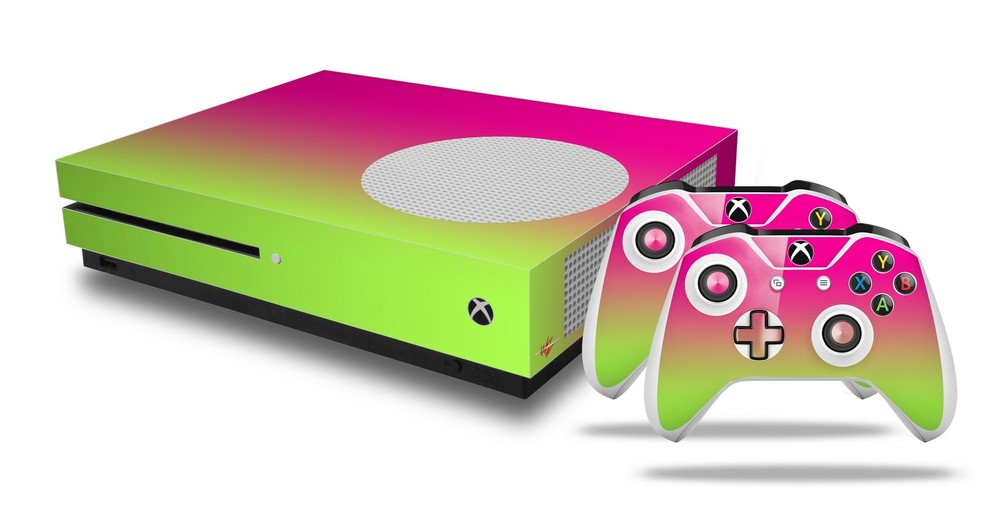 Skin XBOX One S Console Controller Smooth Fades Neon Green Hot Pink