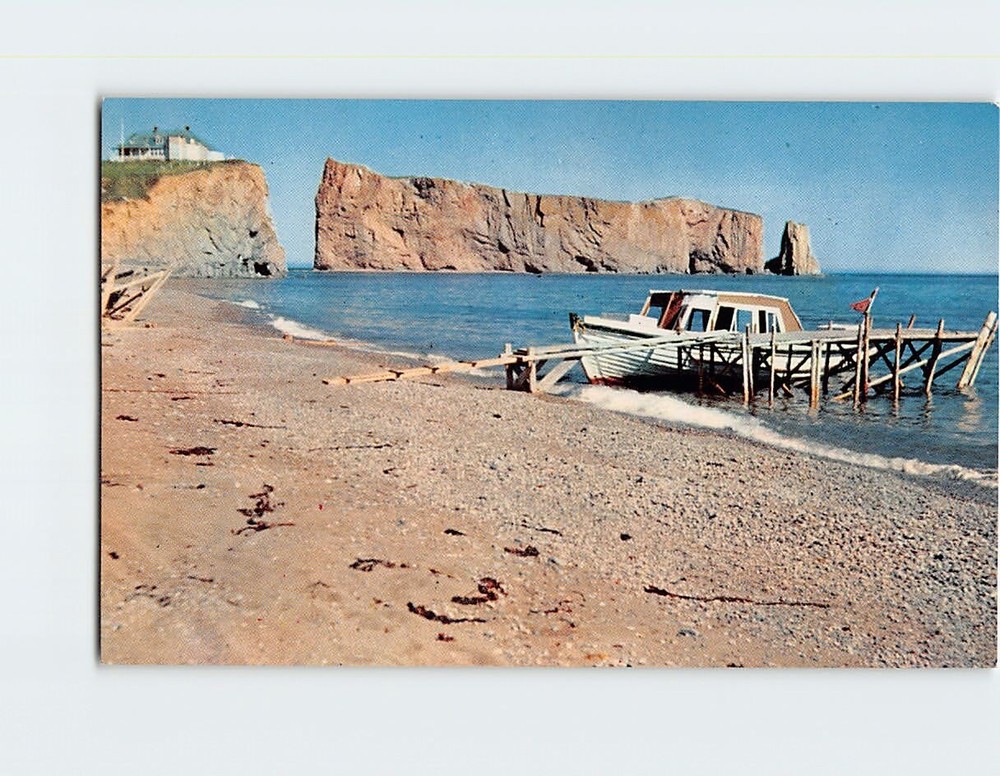 Postcard Perce Rock from South Beach Quebec Canada