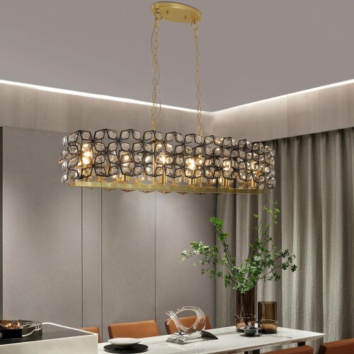 Modern Champagne Gold Oval Crystal ceiling chandelier Luxury Home Decor Light