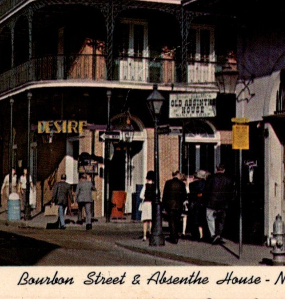 Vintage Postcard Bourbon Street Absenthe House New Orleans Louisiana LA Tourists-image