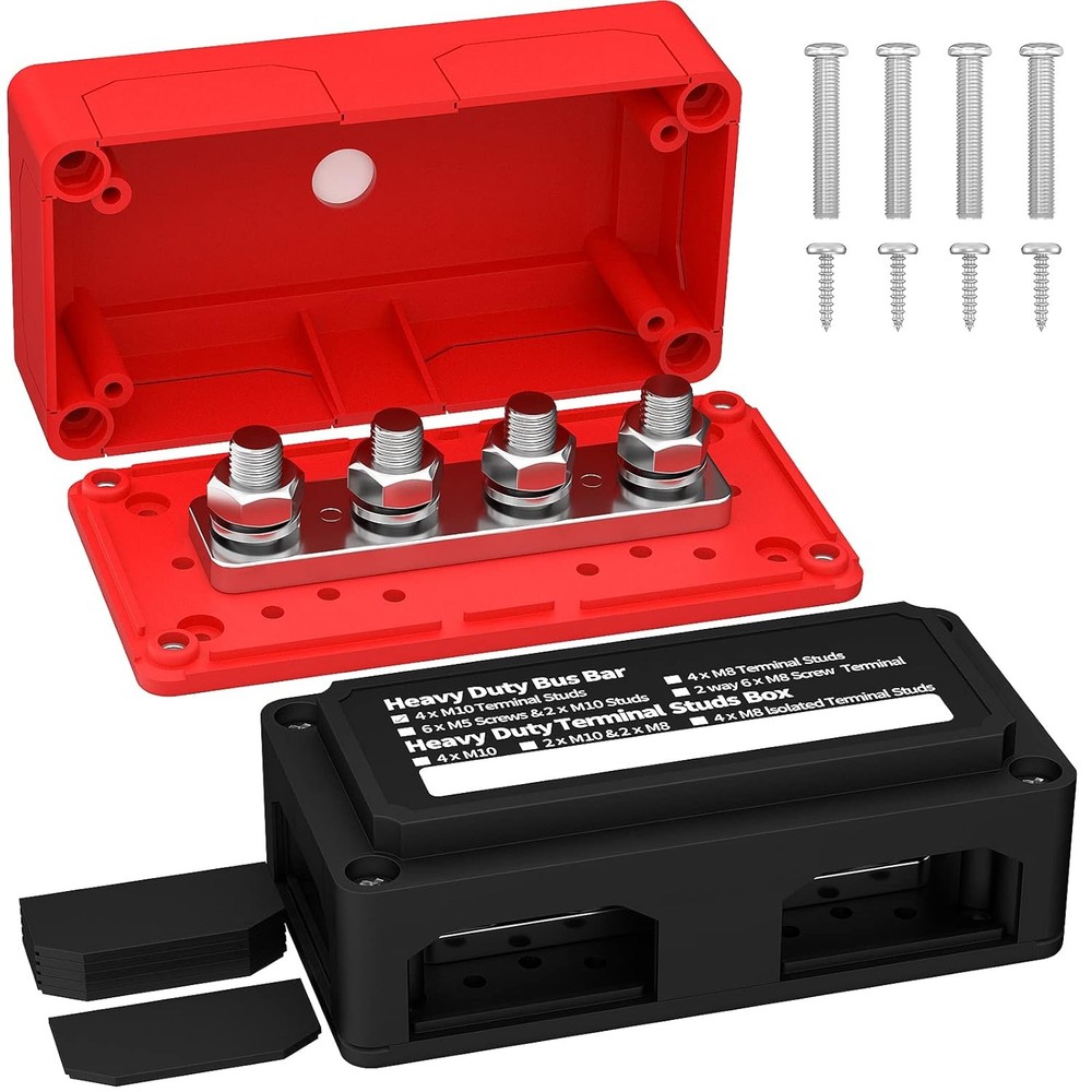300A 12V Bus Bar Power Distribution Block Waterproof with 4 x 3/8