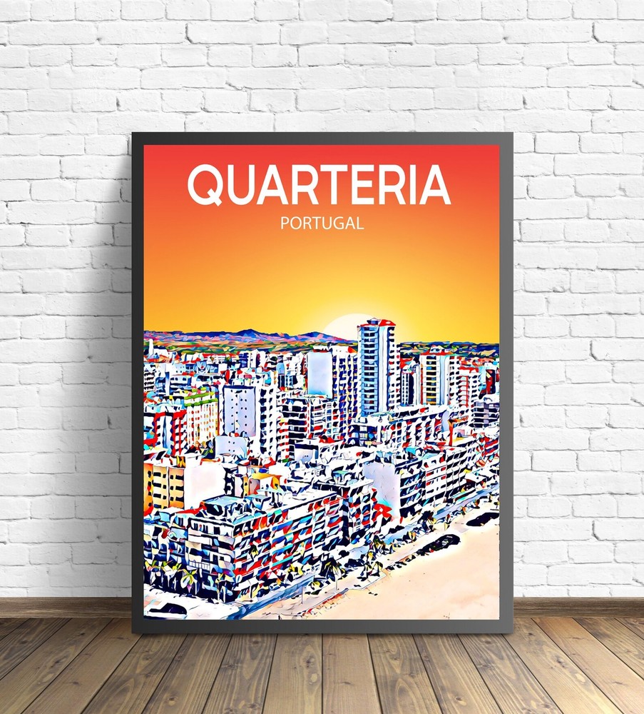Quarteira Portugal Art Poster Sunset Night Poster Art Print Quarteira City