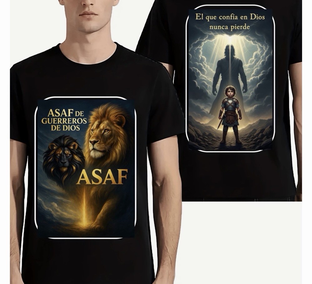 Men's Black Cotton T-Shirt Religious Lion Warrior Graphic Print Short Sleeve