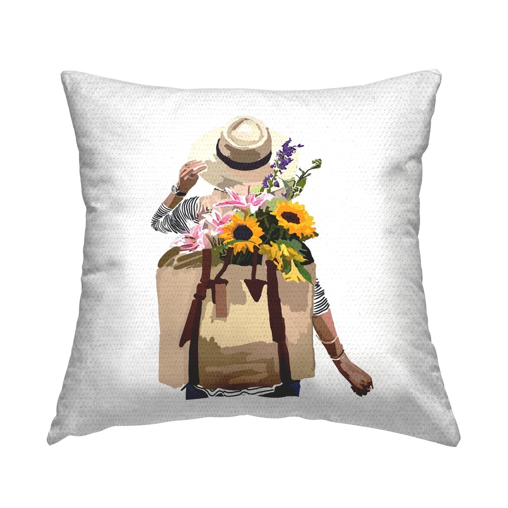 Floral Summer Backpack Printed Outdoor Pillow 18x18 Women Blossom Design  