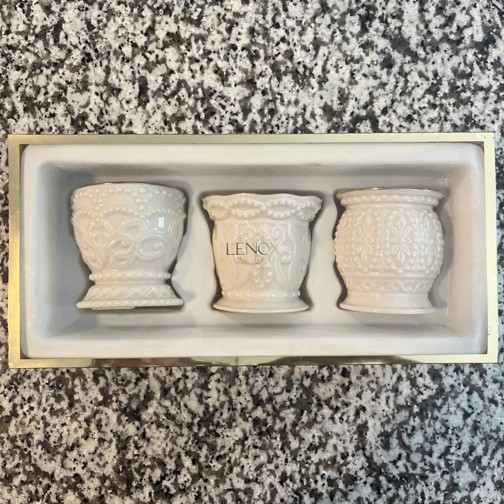 Classic Lenox Beaded Tea-Lights Set of 3 NEW In Original Box