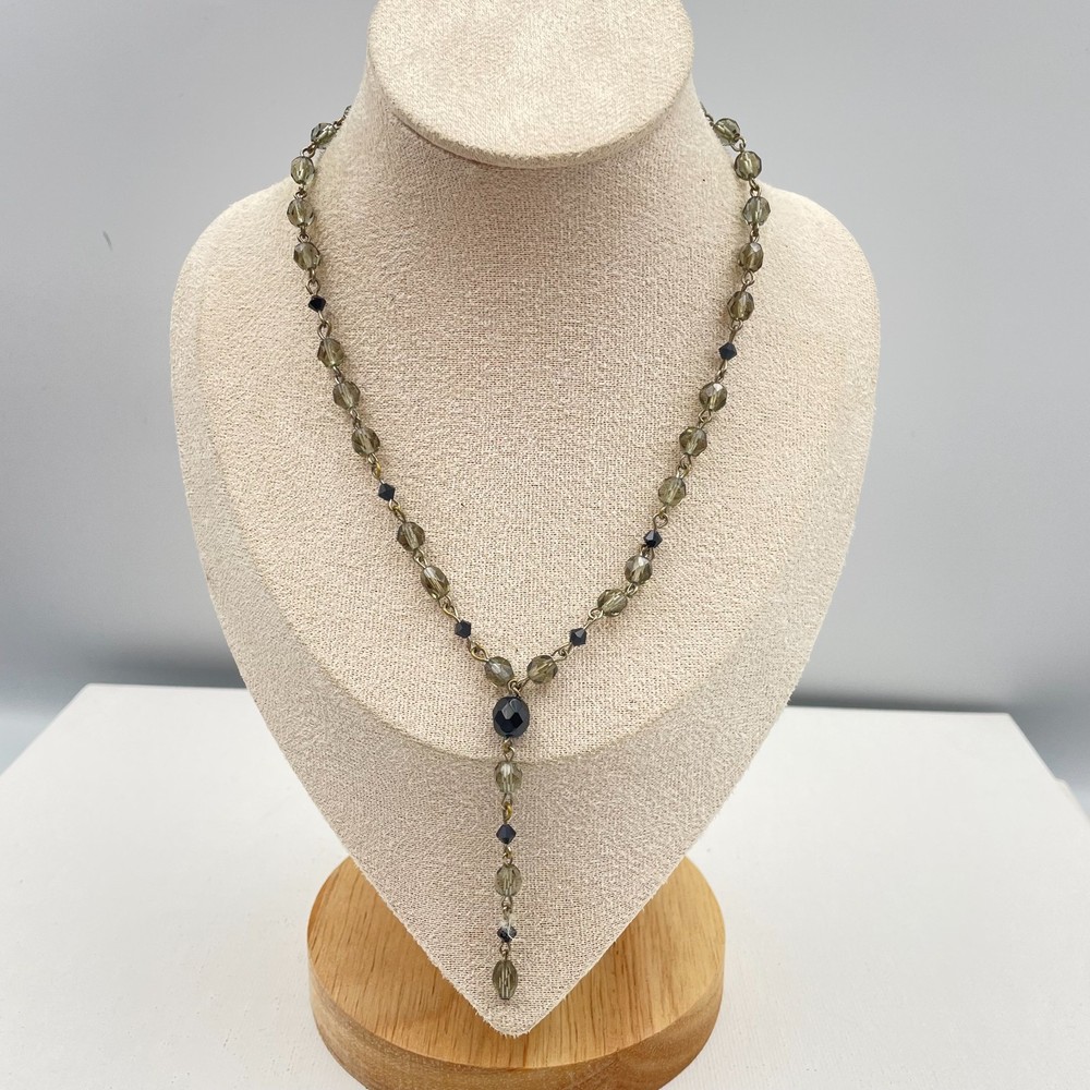 Vintage 90s Glass Beaded Y-Necklace Statement Women's Classic Fashion Jewelry