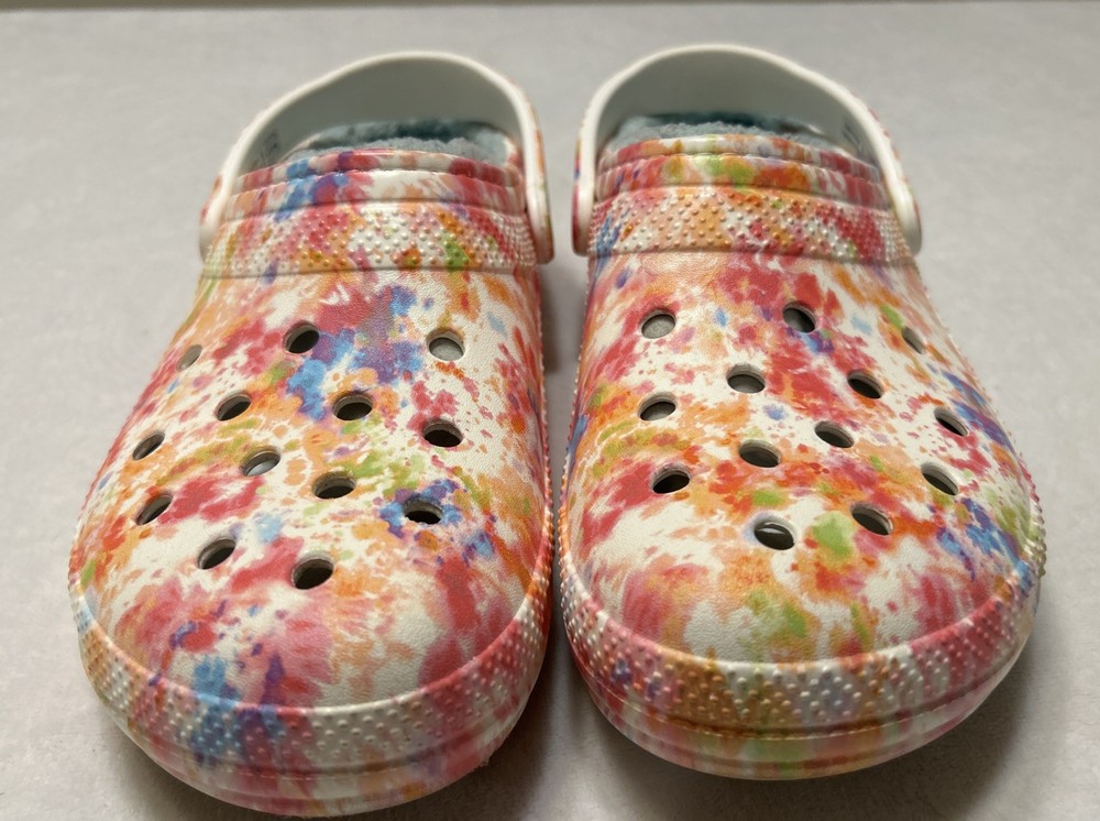 Crocs Men's Size 11 Classic Clogs Tie Dye Rubber Comfort Slip On Shoes Fleece