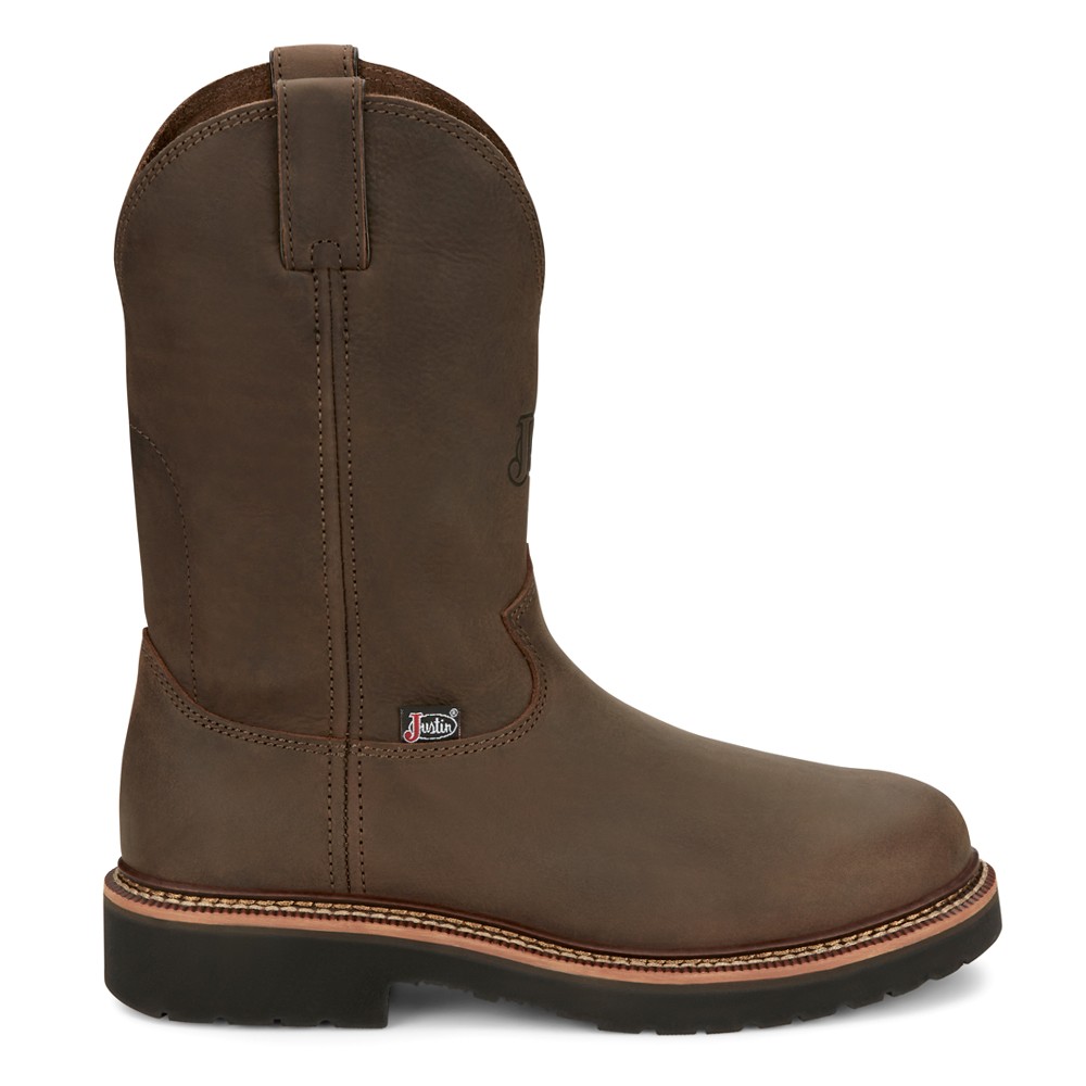 Justin Original Workboots 11-Inch Soft Toe Electrical Mens Brown Boots