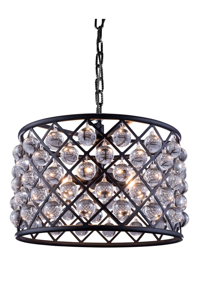 Elegant Black Madison 6-Light 20-Inch Crystal Pendant Lighting