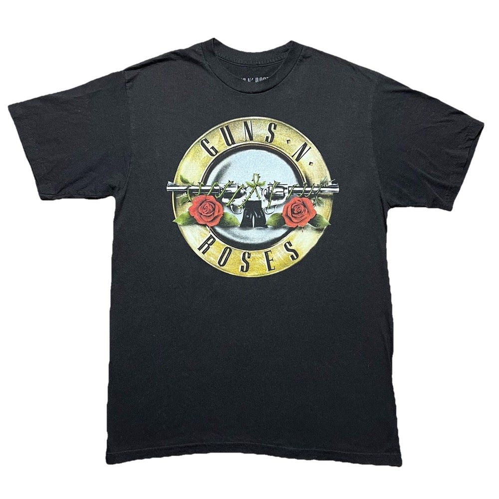 Guns N Roses Bullet Logo Graphic T Shirt Mens Medium Black Retro Rock Band Tee
