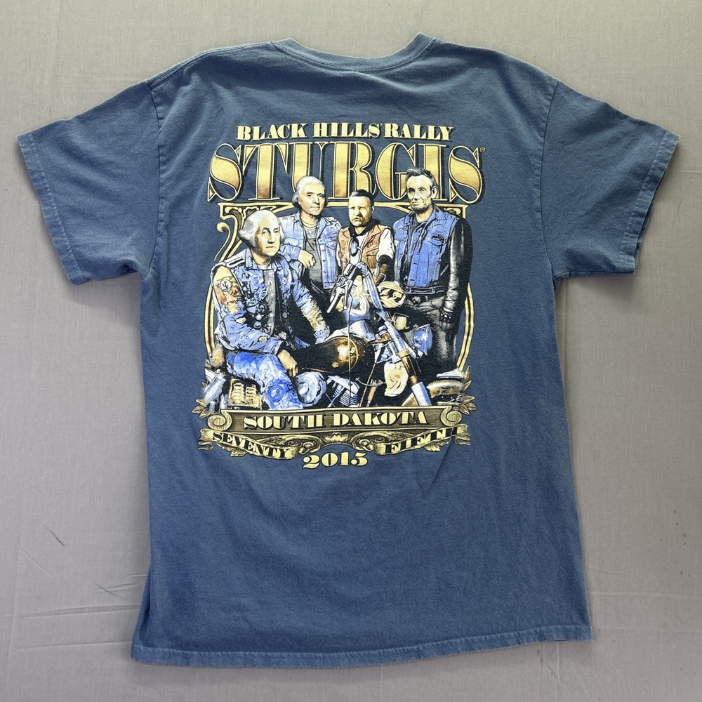 Sturgis Men's T-Shirt Large 2015 Black Hills Motorcycle Rally Dead Presidents 75