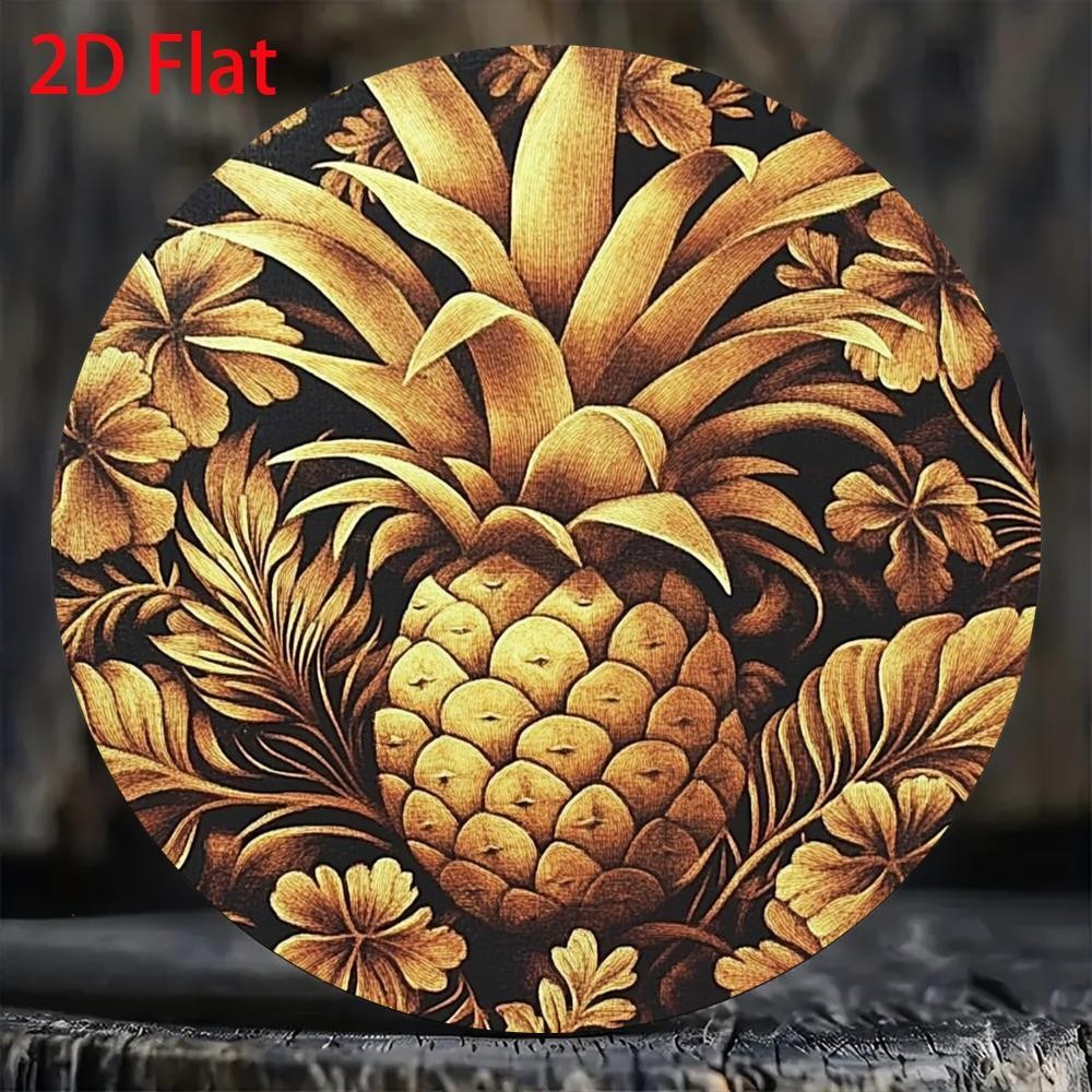 Vintage Hawaiian Pineapple Tropical Leaf Golden Wall Art