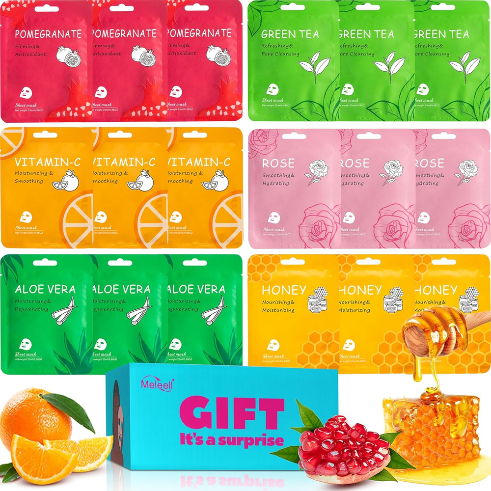 18 Pack Collagen Face Masks Skincare Bulk,Hydrating Spa Face Mask Beauty for Sen