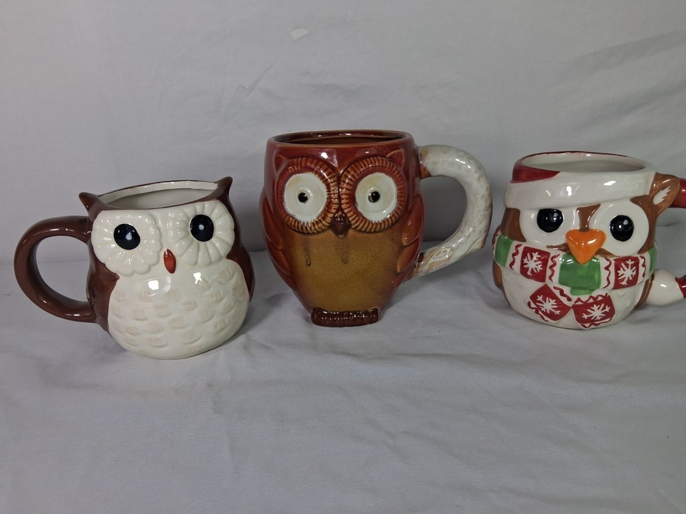 Owl Coffee Mugs Coffee Cups Lot of 3 Vintage