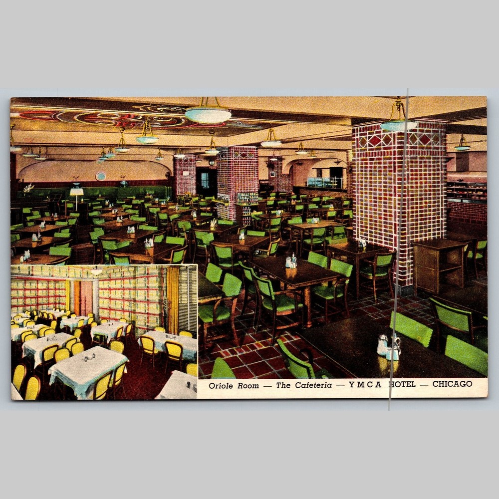 Postcard YMCA Hotel Cafeteria Oriole Room Chicago Illinois