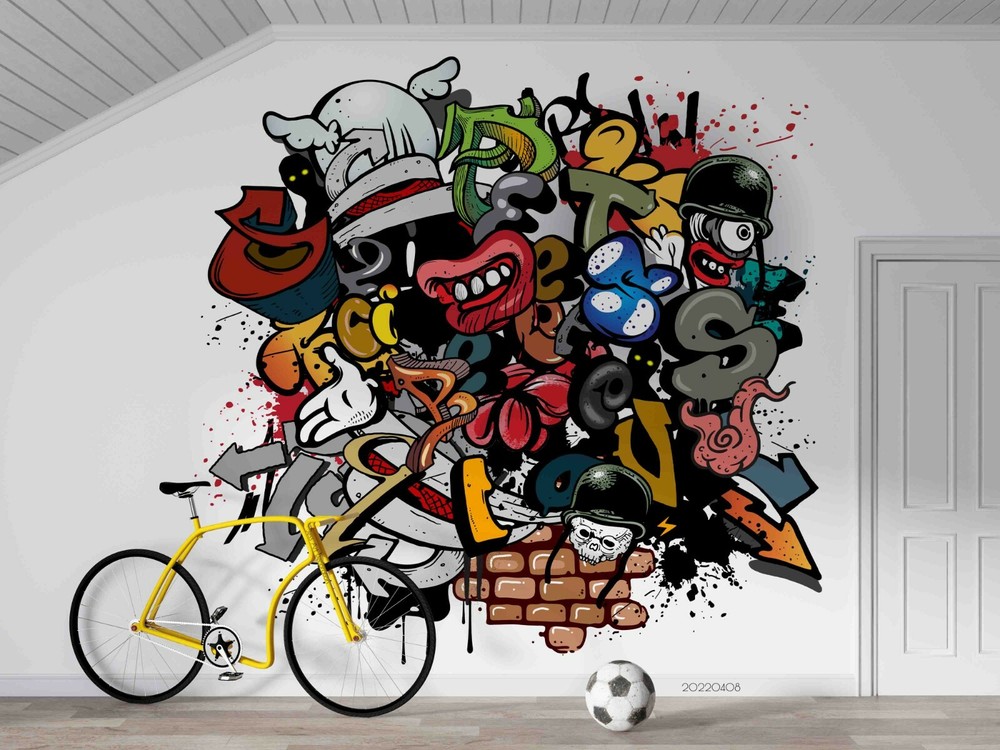 3D Abstract Artistic Graffiti Self-adhesive Removable Wallpaper Murals Wall 393-image