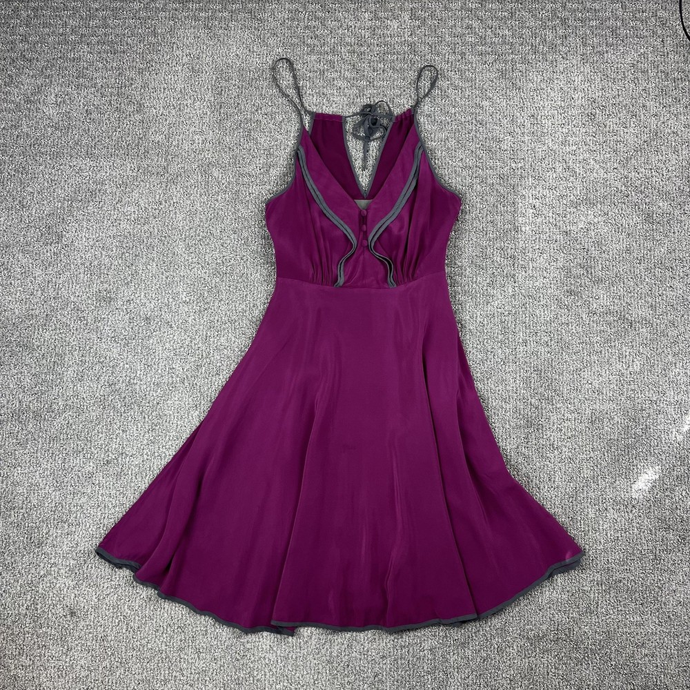 Girls from Savoy Dress Womens 0 Purple Magenta Silk Fit Flare Ruffle Party