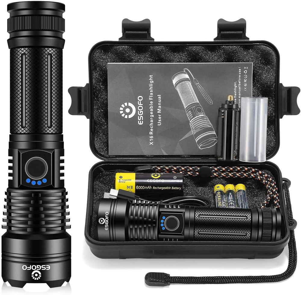 Super Bright 1000000 Lumens Rechargeable LED Flashlight Handheld