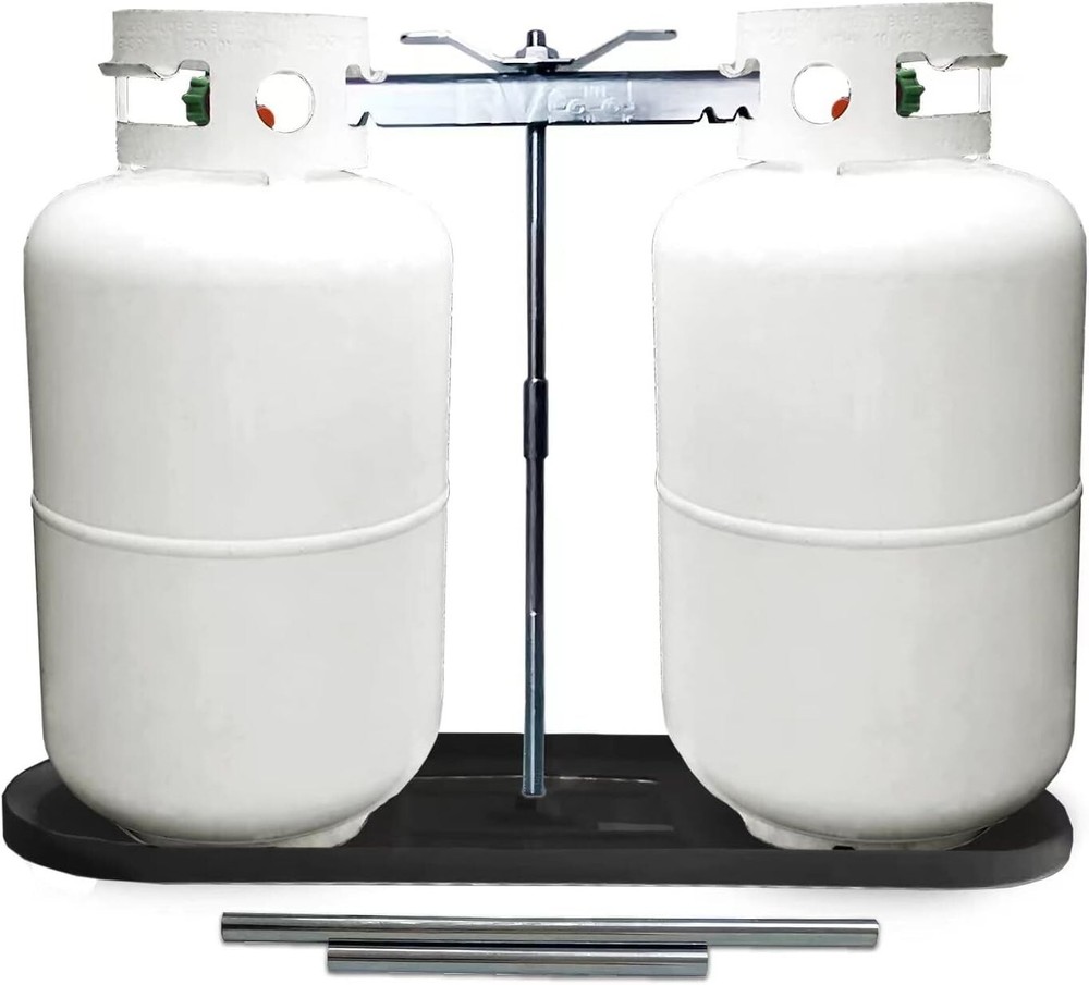 Compact Dual Propane Tank Mounting Rack with Multiple Pipe Sizes - Lightweight