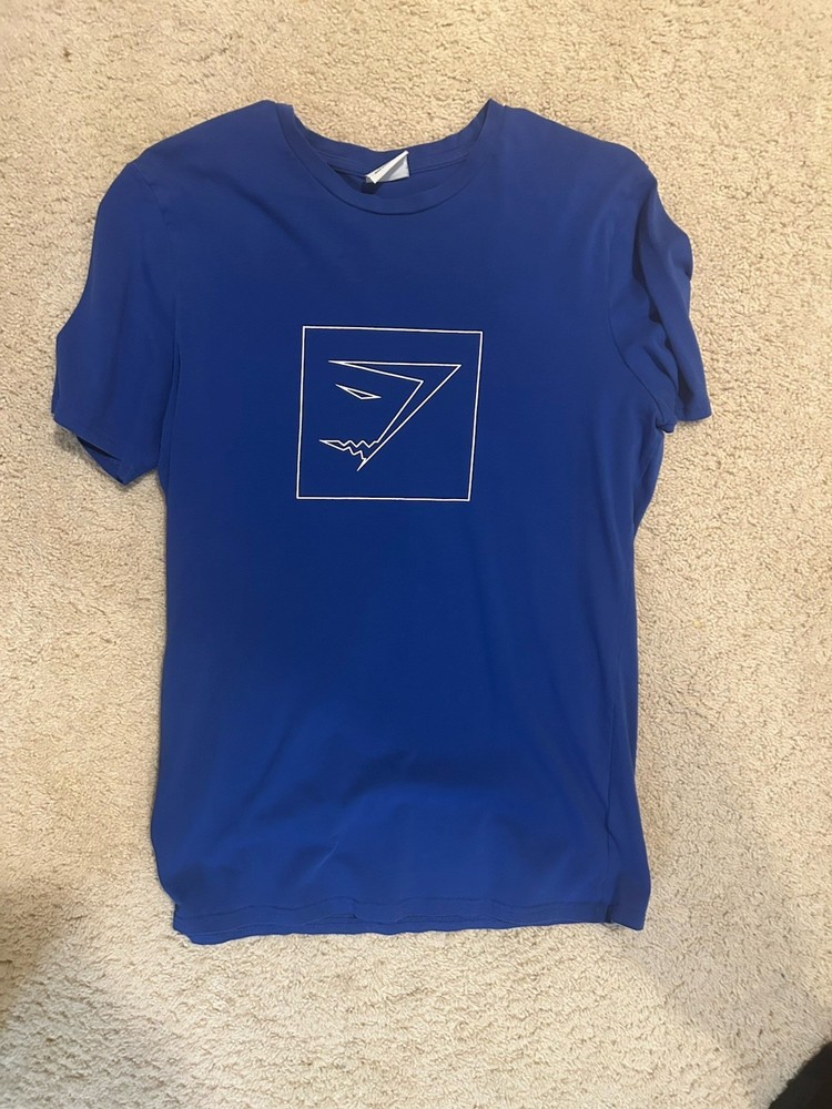 Gymshark Men's Size Medium Royal Blue w/White Logo Crest Short Sleeve T-Shirt