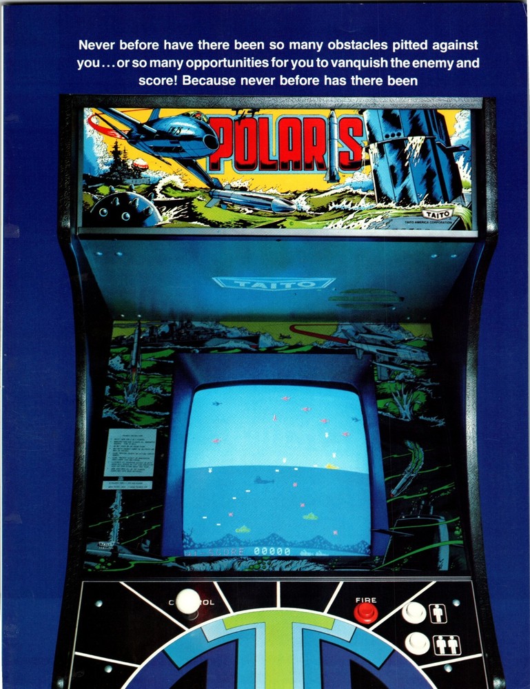 Polaris Arcade Game Flyer Original Video Art Retro 1980 Video Sea Battle Missile