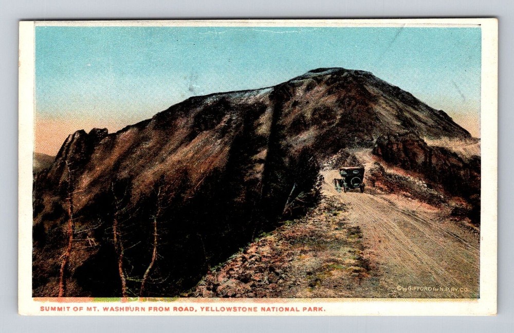 Yellowstone National Park, Summit of Mt Washburn, Vintage Souvenir Postcard