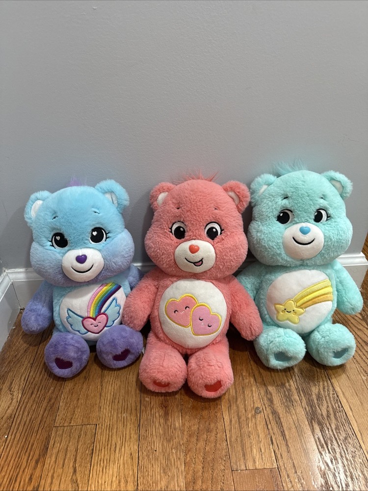 Care Bears 14” Dream Bright Bear, Wish Bear, Love-a-lot Bear.