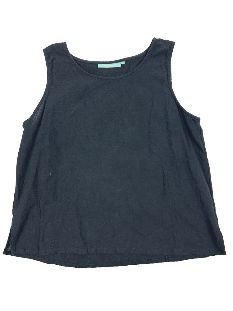 Anthonys Resort Wear Top Size XL Sleeveless Tank Black 100% Cotton Gauze