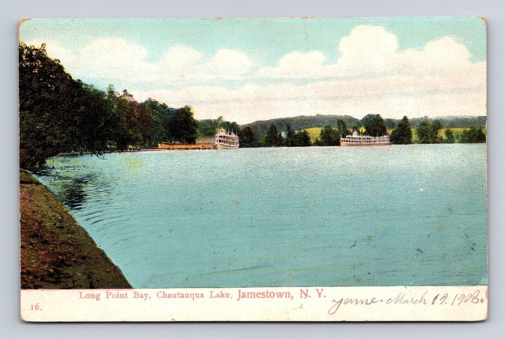 Jamestown NY-New York, Long Point Bay, Chautauqua Lake, Vintage Postcard