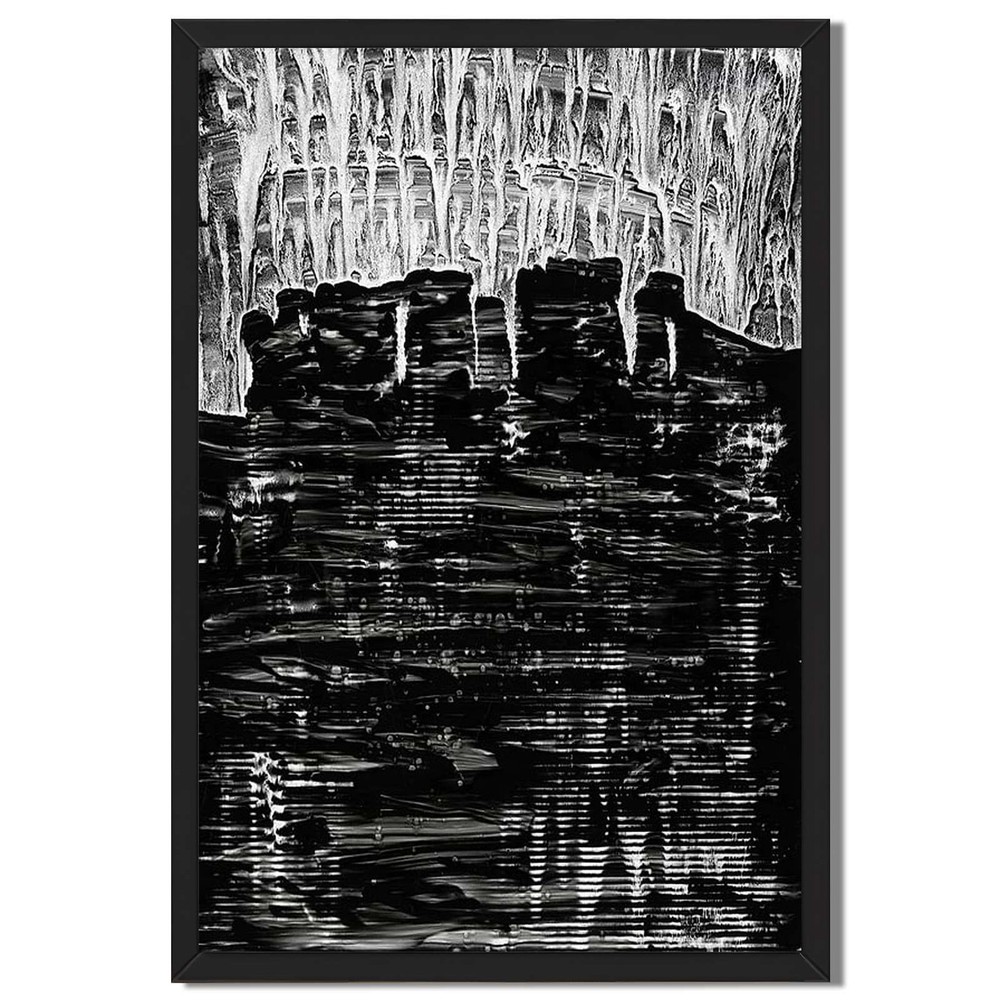 Abstract Black and White Texture Framed Canvas Print Modern Wall Art Decor