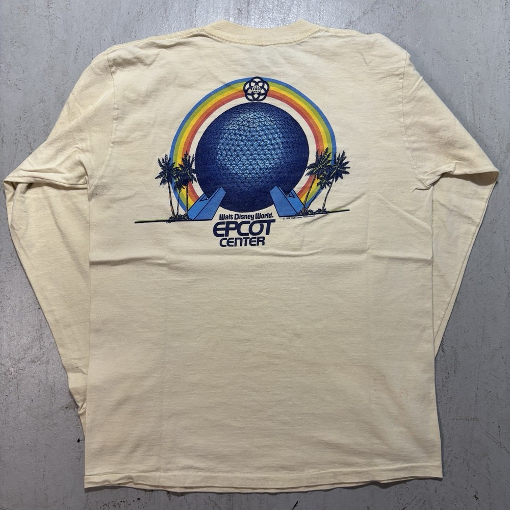Vintage 1982 Walt Disney World Epcot Center Retro Rainbow Longsleeve T Shirt L
