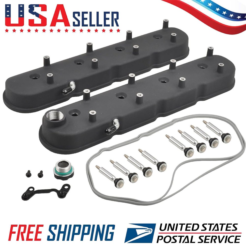 For GM LS LS1 LS2 LS3 5.3L 6.0L Black Cast Aluminum Valve Covers W/ Coil Mounts