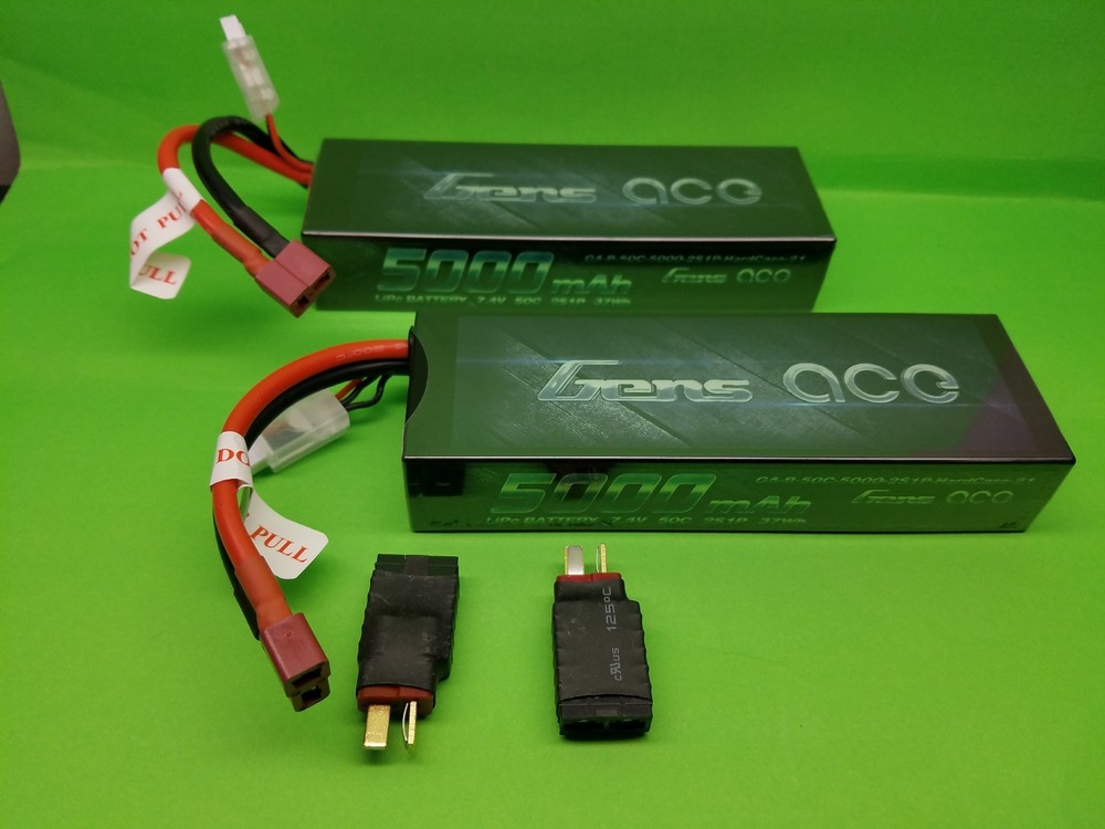 2X Gens ace 5000mAh 7.4V 50C/100C 2S Lipo Battery FOR TRAXXAS ADAPTER SLASH-image