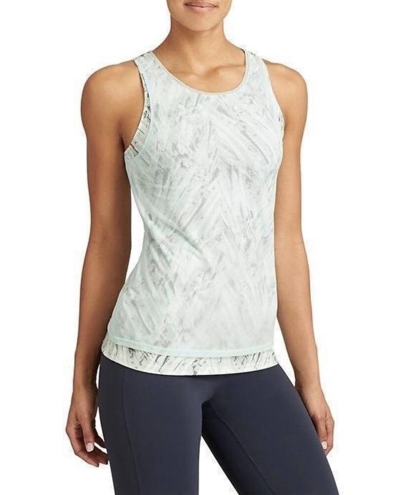 Athleta Palm Radiance Tank Top Gray White Double Layer Size S