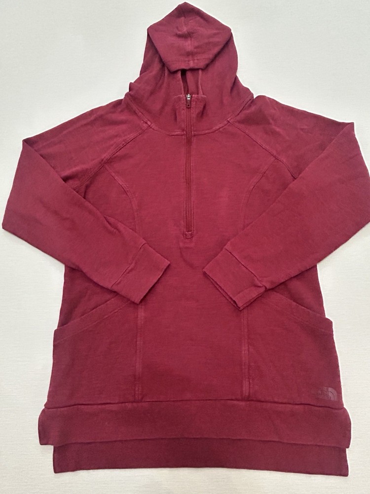 The North Face 1/2 Zip Pullover Hoodie Sweatshirt Women Sz M Burgundy NF0A3LND